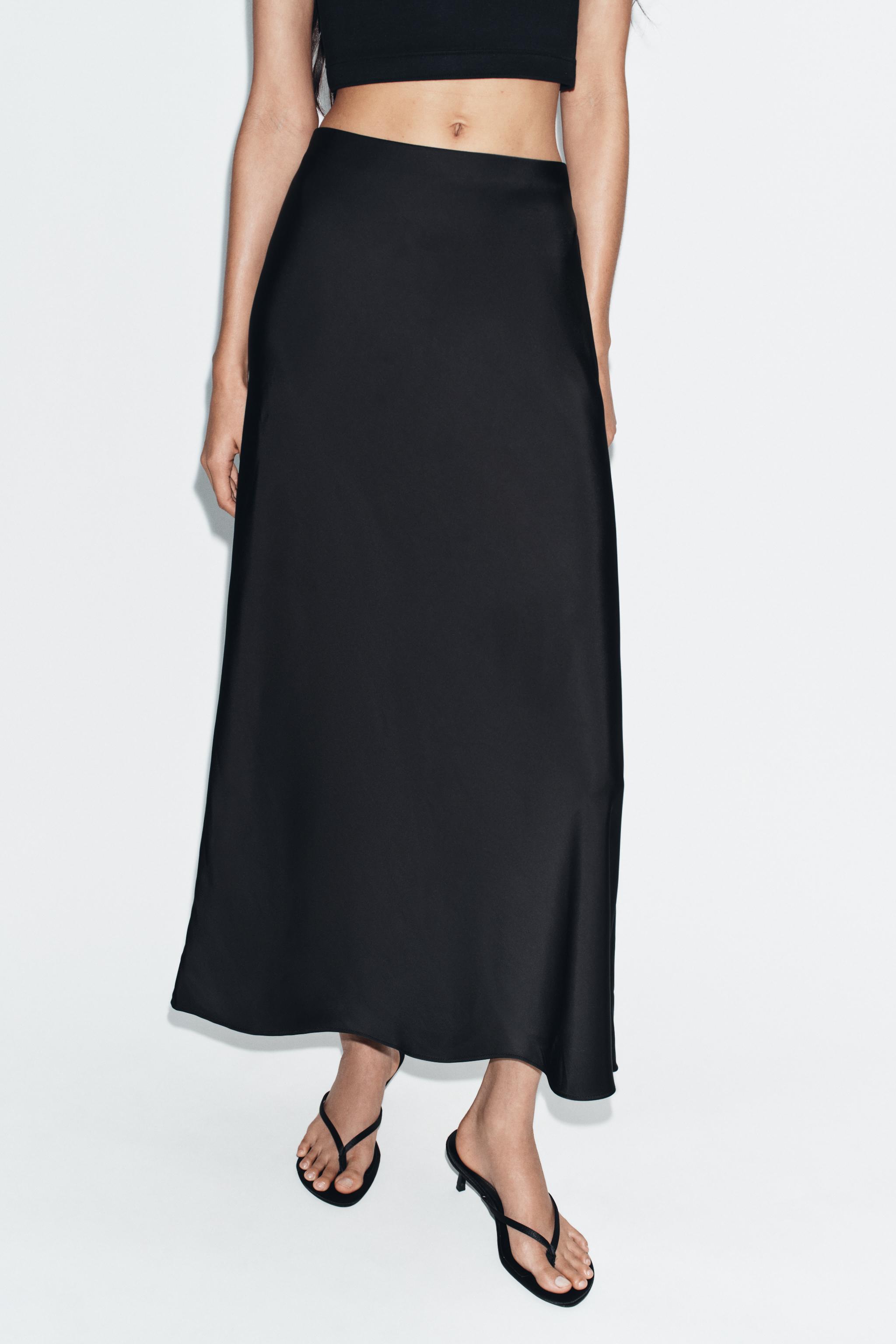 SATIN EFFECT MIDI SKIRT